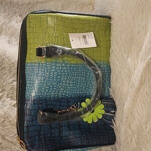 NWT Crocodile-Embossed Satchel Handbag
